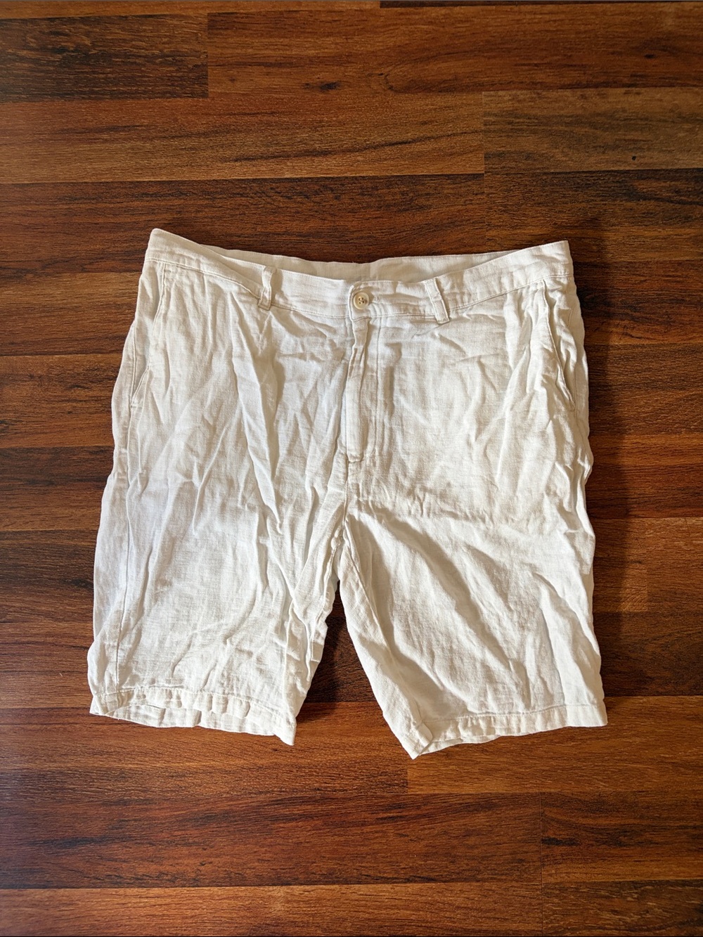 Men's Linen Blend Casual Shorts in Off-White